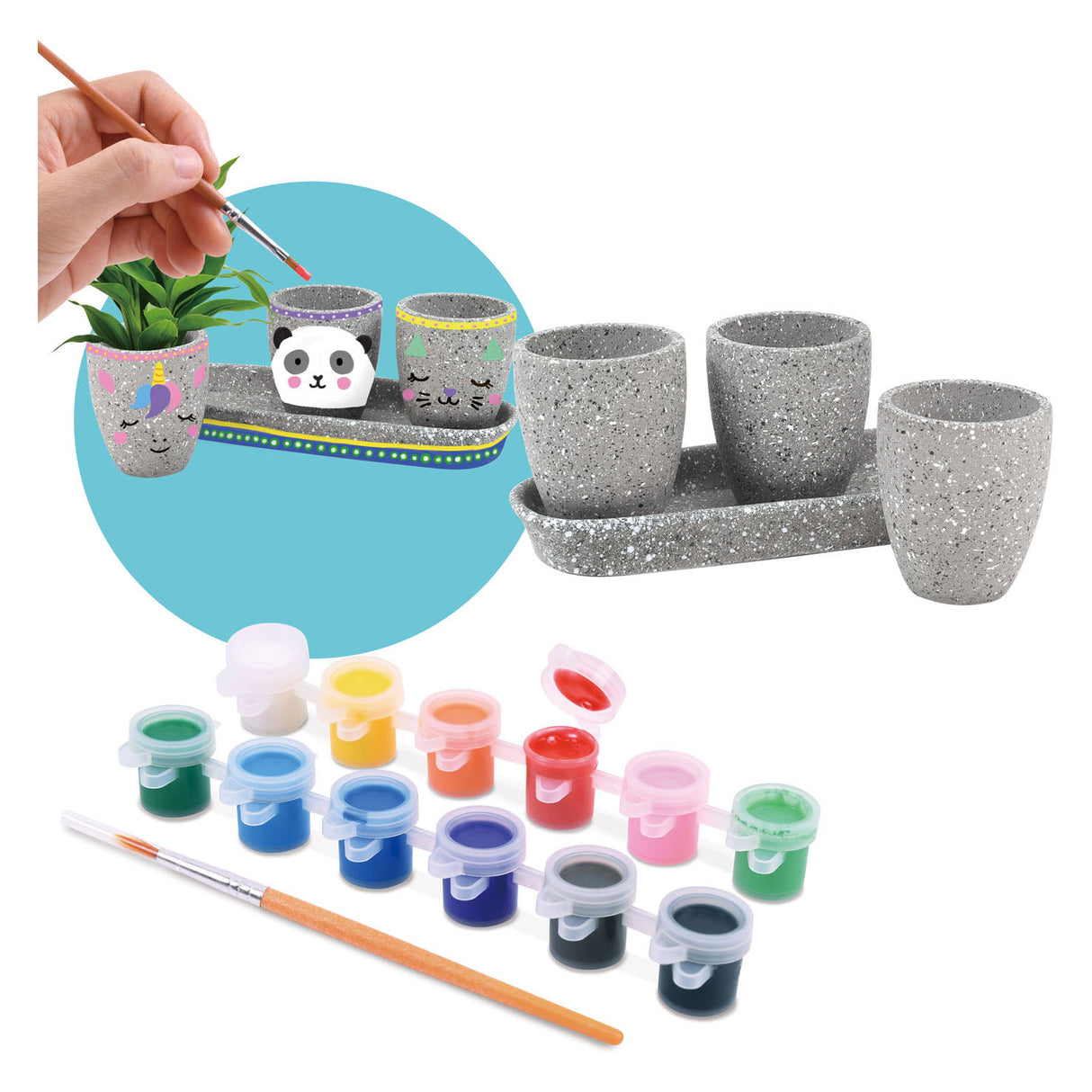 Playgo paint your own cement plant pots - 17pc.