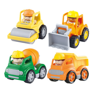Playgo mini construction vehicles with figures play set - 8 pieces.
