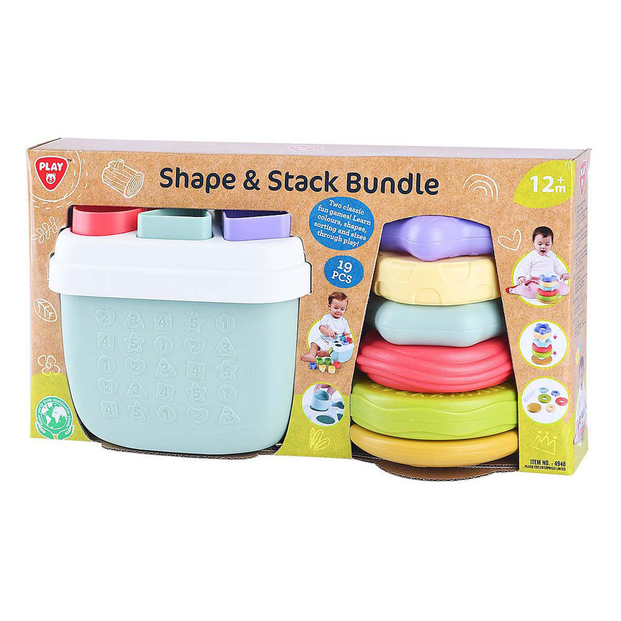 Play biobased form stew and stack of toys, 19dlg.