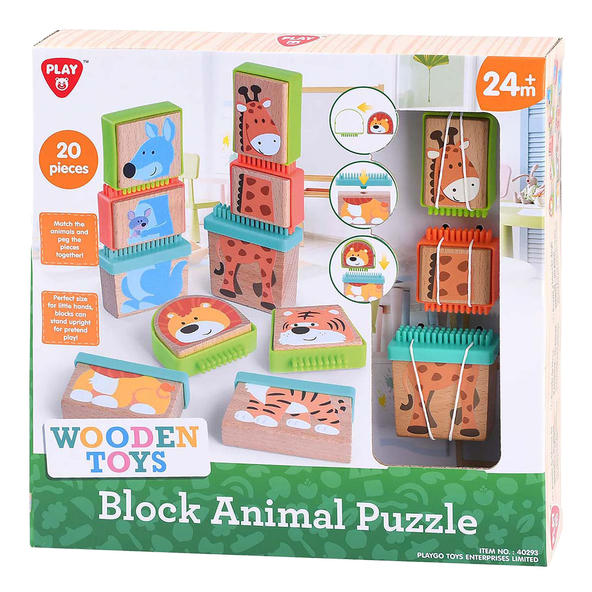 Play wooden block puzzle animals, 20dlg.