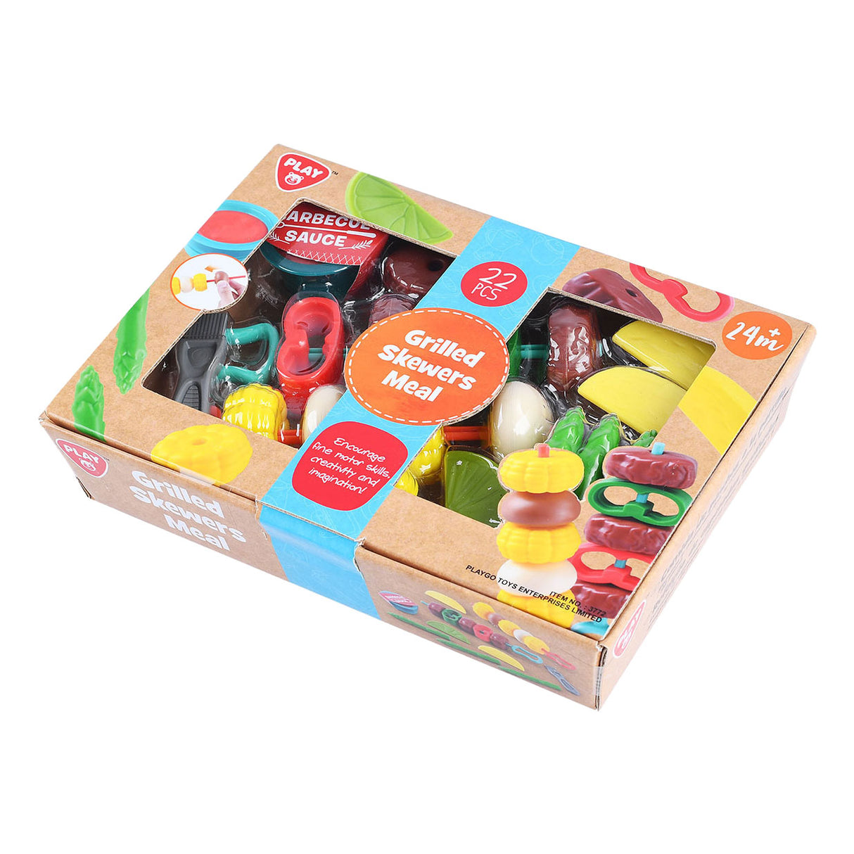 Play toy food grilled skewers play set, 22 pieces.