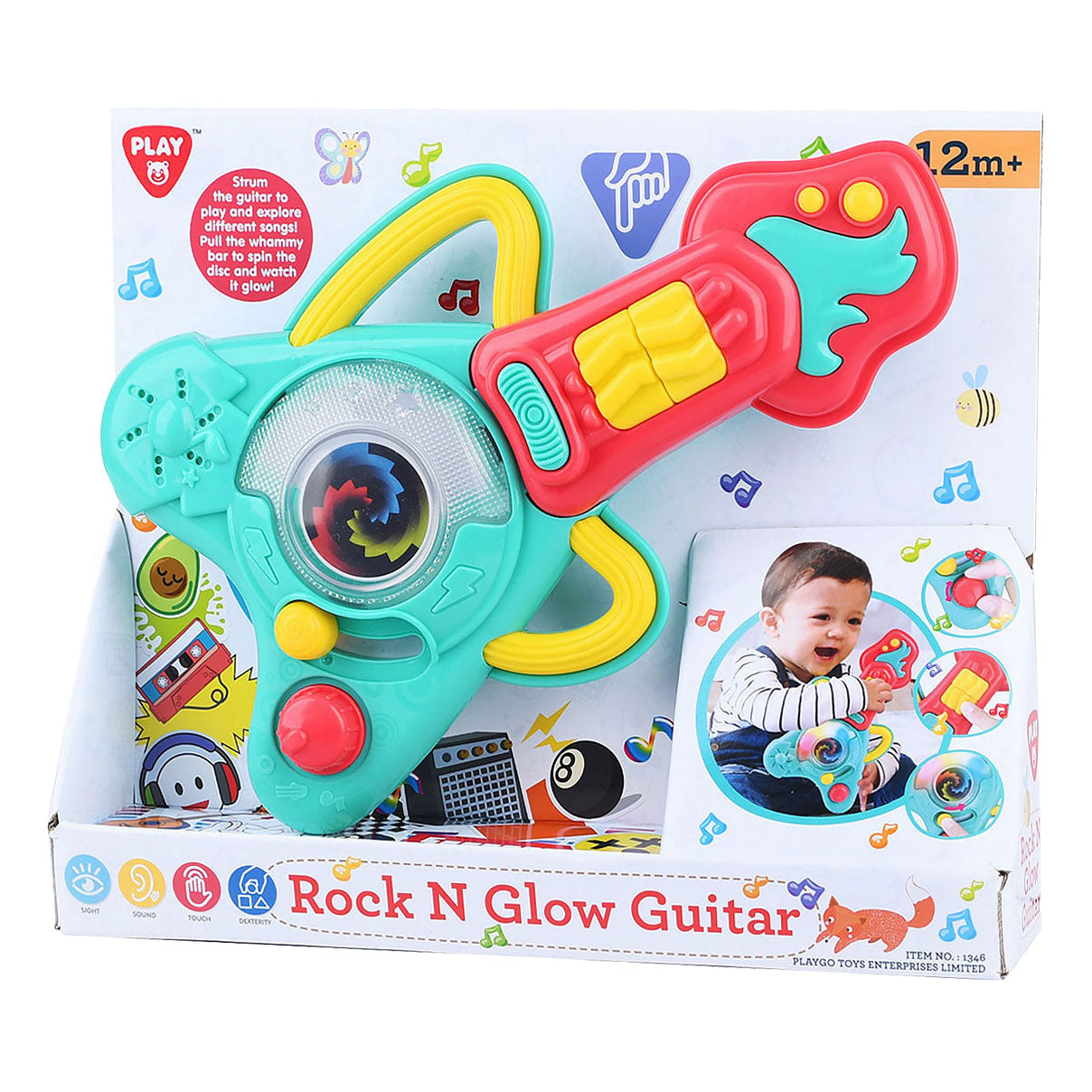 Spillt Rock Guitar mat Liicht an Toun
