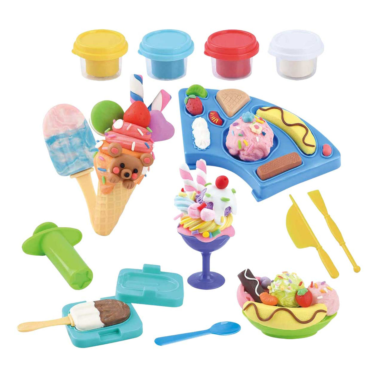 Playgo Eis Lehm Set - 4 Lehmdëppen