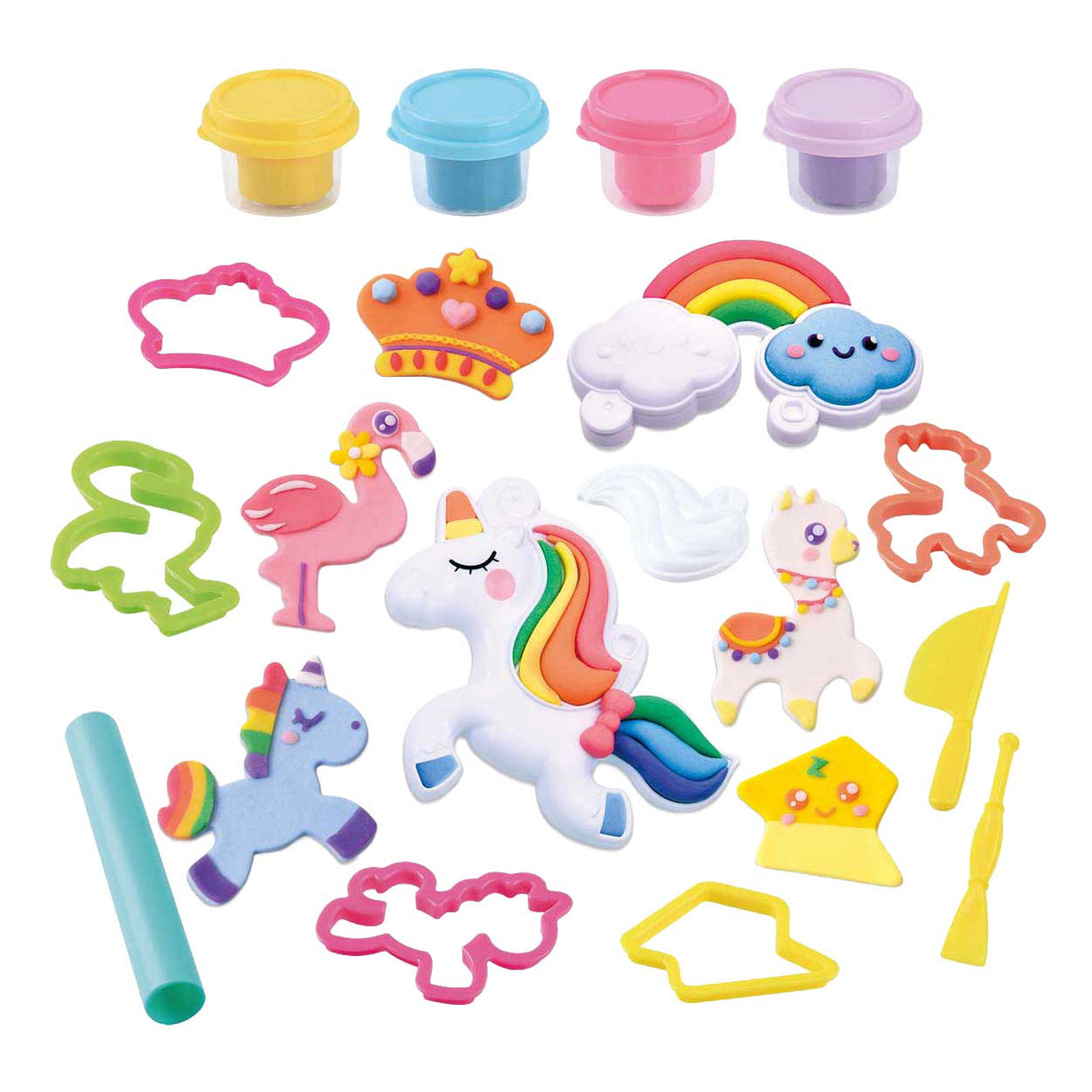 Playgo Mäerchen Eenhoorn Lehm Set - 4 Lehmdëppen