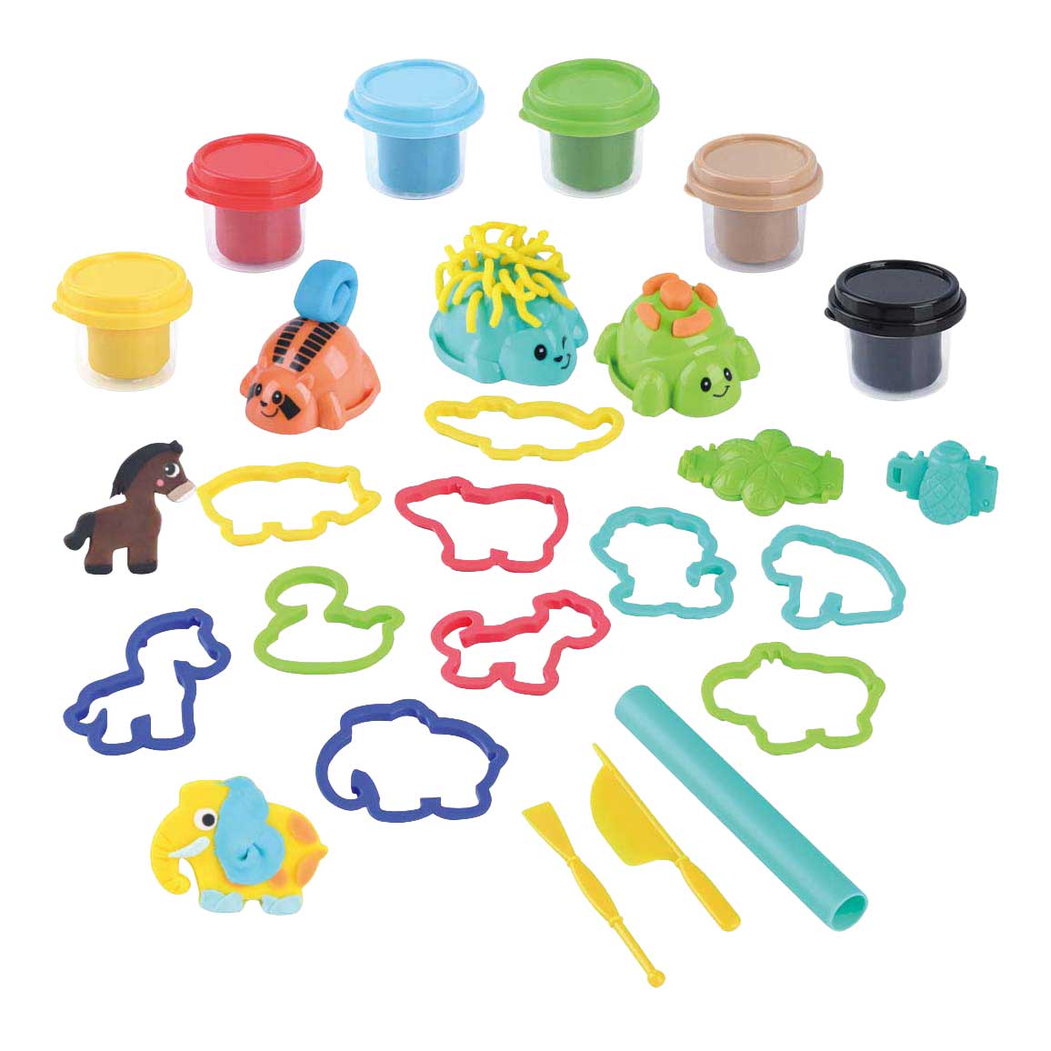 Set gline Playgo živalski otok - 6 glinenih lončkov