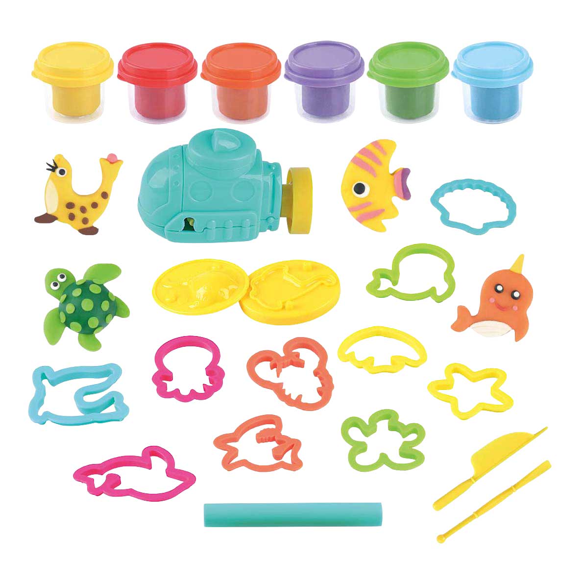 Playgo déif am Mier Lehm Set - 6 Lehmdëppen