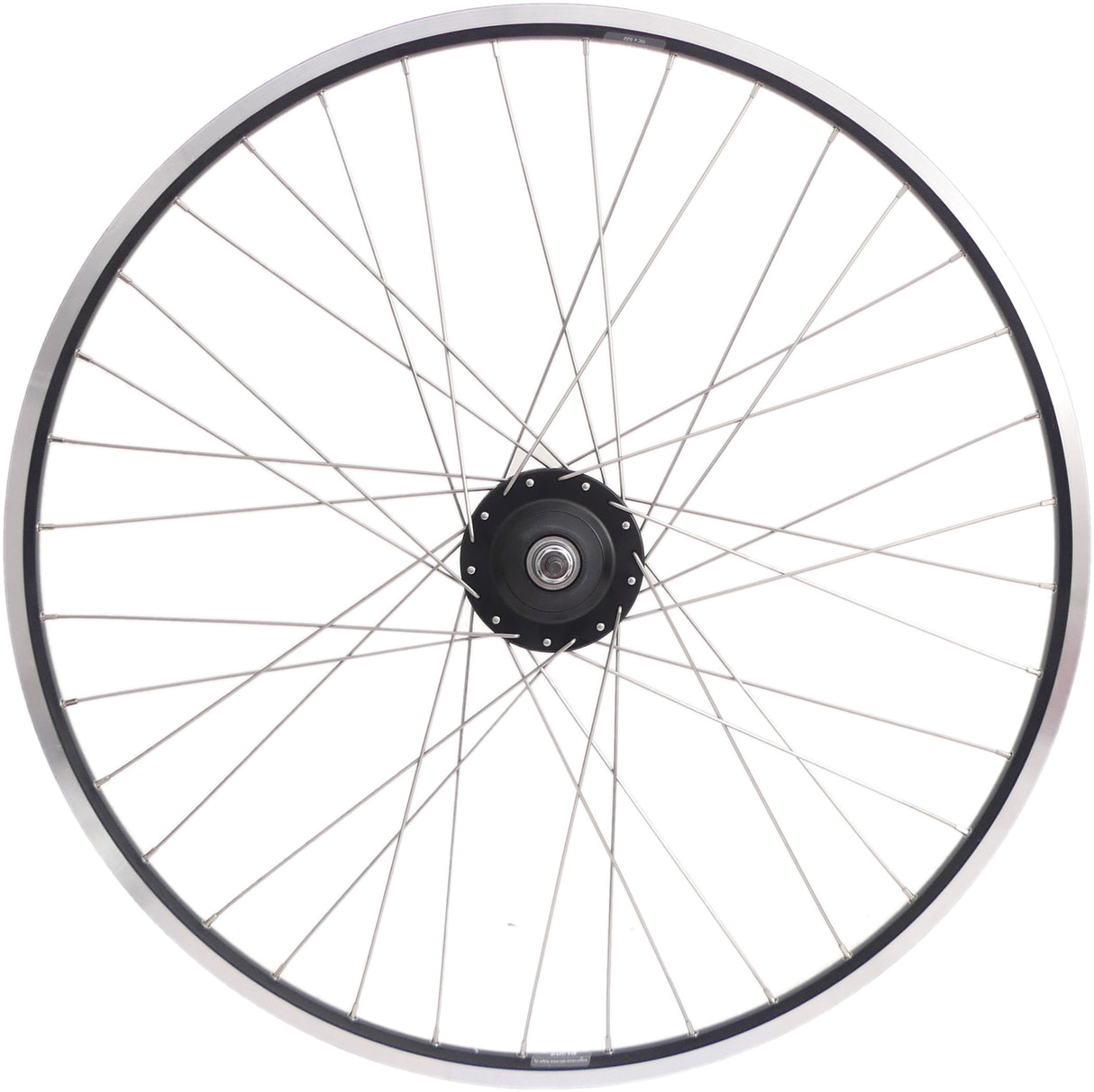 Roda traseira 28 Nexus 8 RollerBrake Hub com aro preto e raios de aço inoxidável