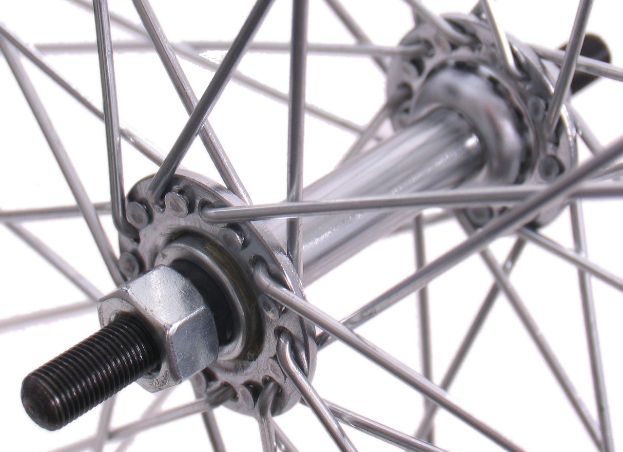Front wheel 28 x 1 1 2 aluminum rim chromed hub black