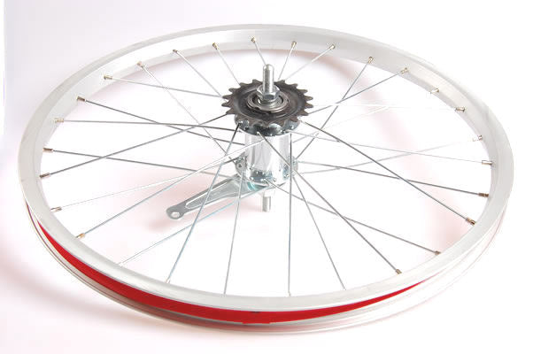 Rear wheel 20 x 1.75 aluminum with favorit brake hub - silver