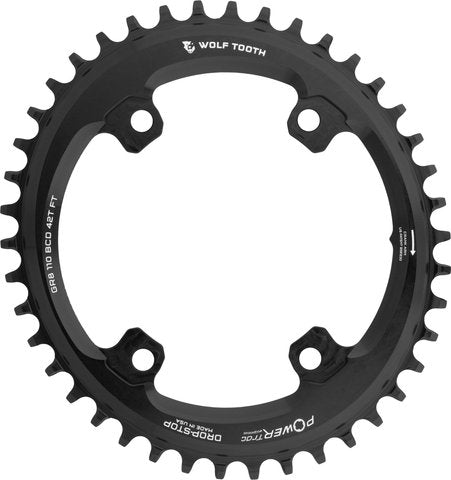Wolf Tooth Components elliptical 110 BCD asymmetric 4-bolt chainring for Shimano GRX