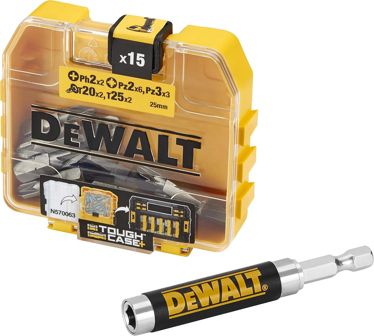 Dewalt accessoires dt71511 | bitset met magnetische schroefgeleider | 15-delig - dt71511
