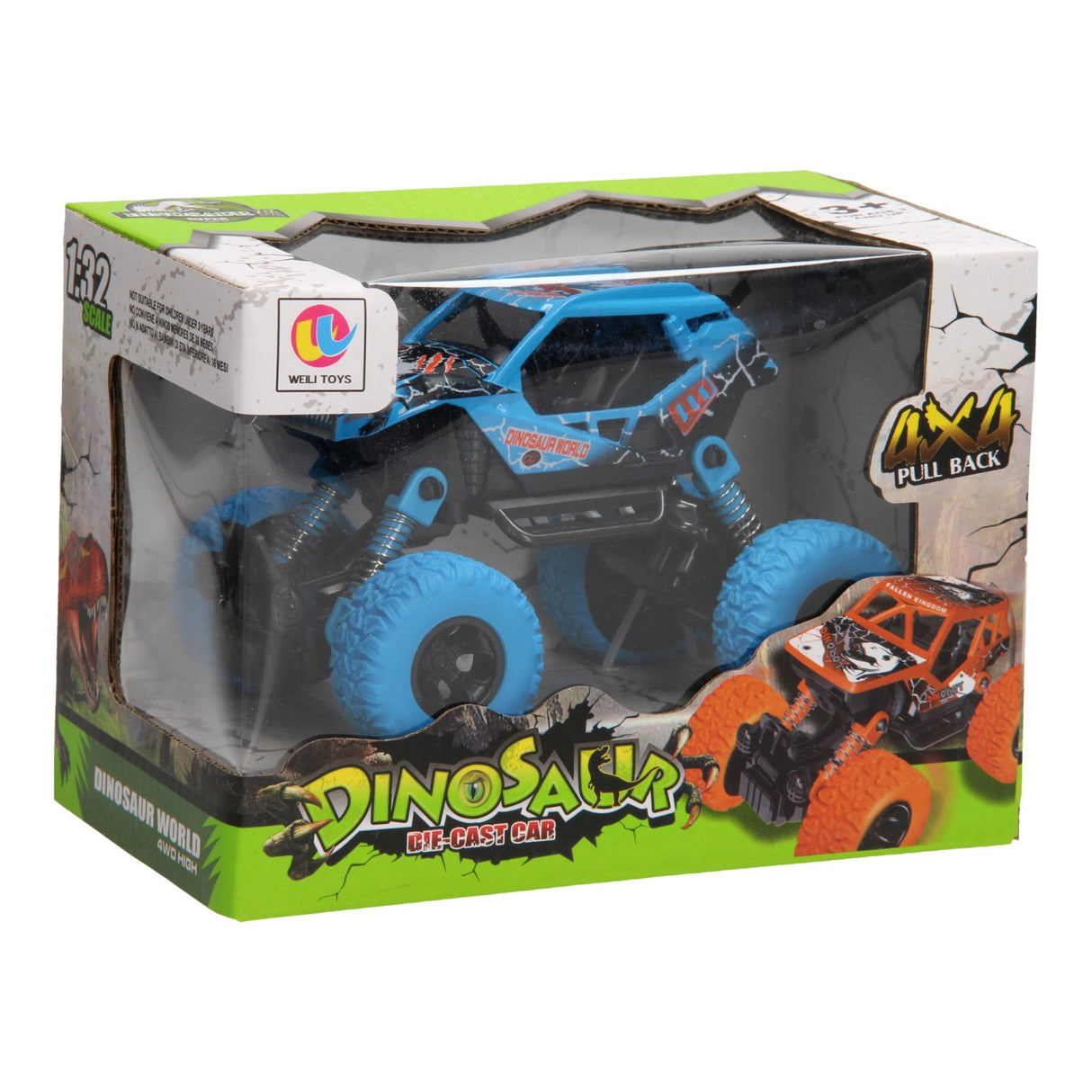 Stierwen Goss Pull zréck Monster Camion Dino, 1:32