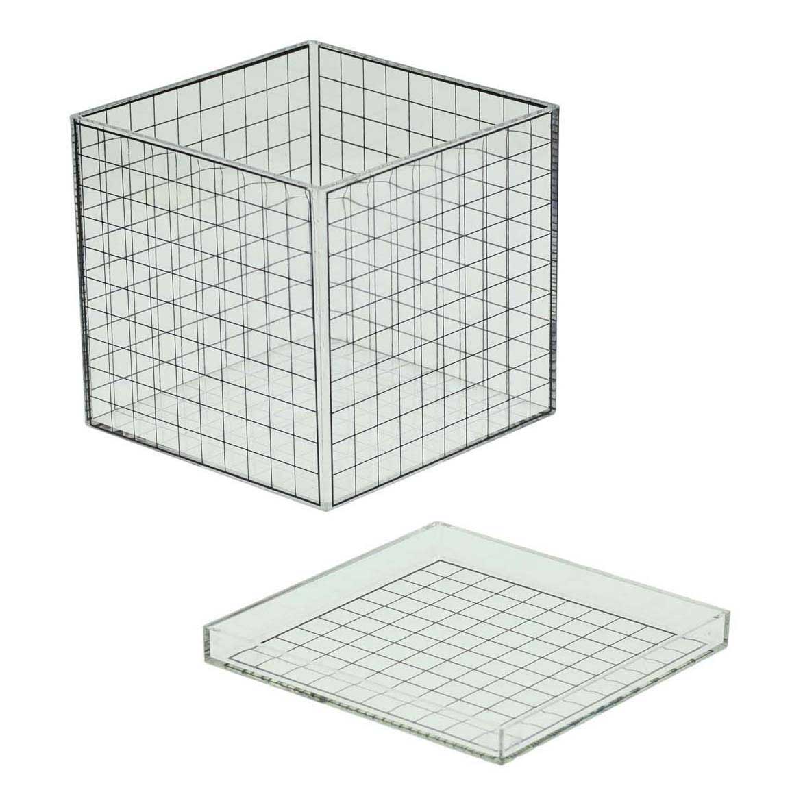 Transparante 3d rasterkubus - 10x10x10 cm