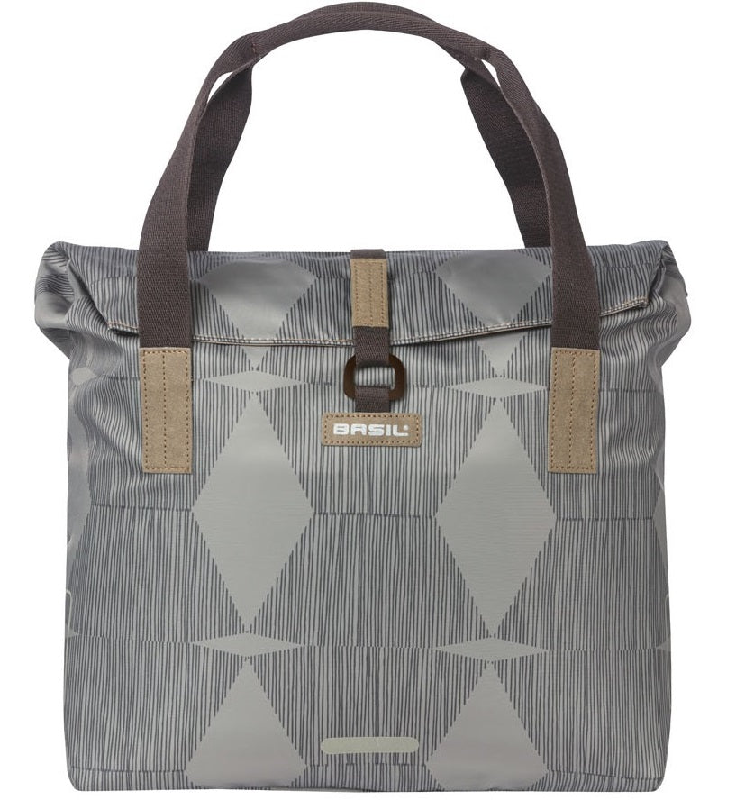 Basil Elegance Fietshopper, PET VERDE, piegatura di mantenimento dell'acqua, spalline a mano poltronata, 20-26L, Taupe