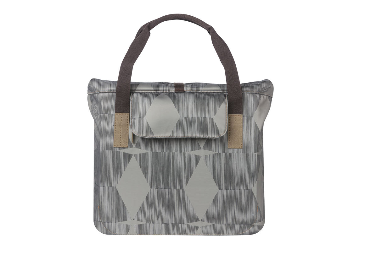 Basil Elegance Fietshopper, PET VERDE, piegatura di mantenimento dell'acqua, spalline a mano poltronata, 20-26L, Taupe
