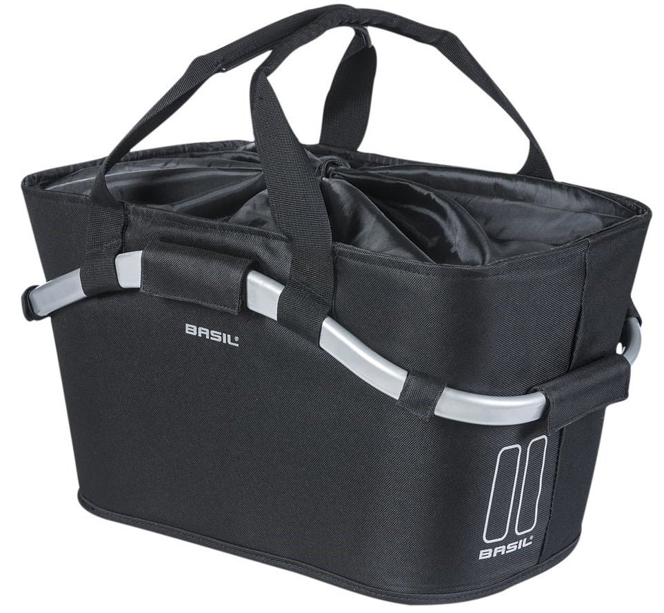 Basil basket on the back of Mik Classic Carry All Black