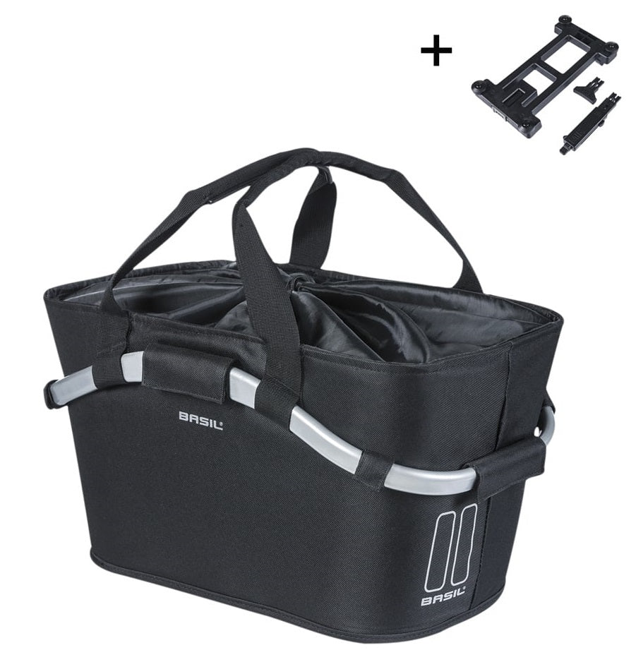 Basil basket on the back of Mik Classic Carry All Black