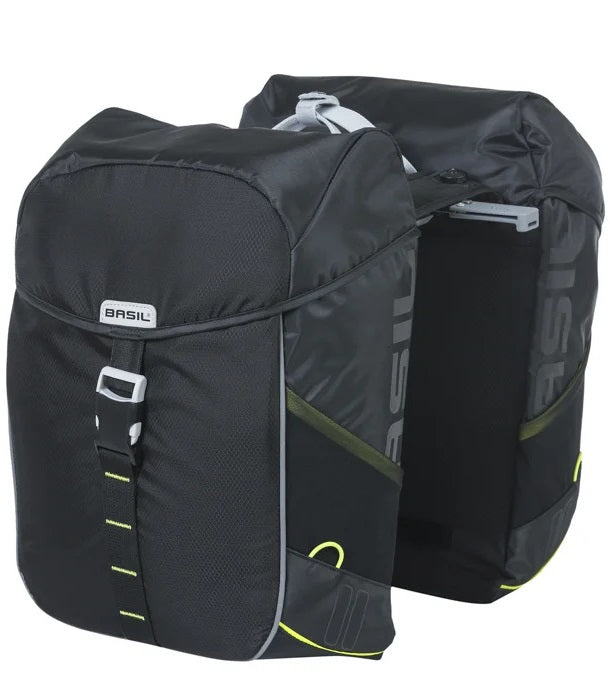 Basil Double Bicycle Bag Miles 34 Liter 13 x 26 x 35 cm (2x) - Black Lime