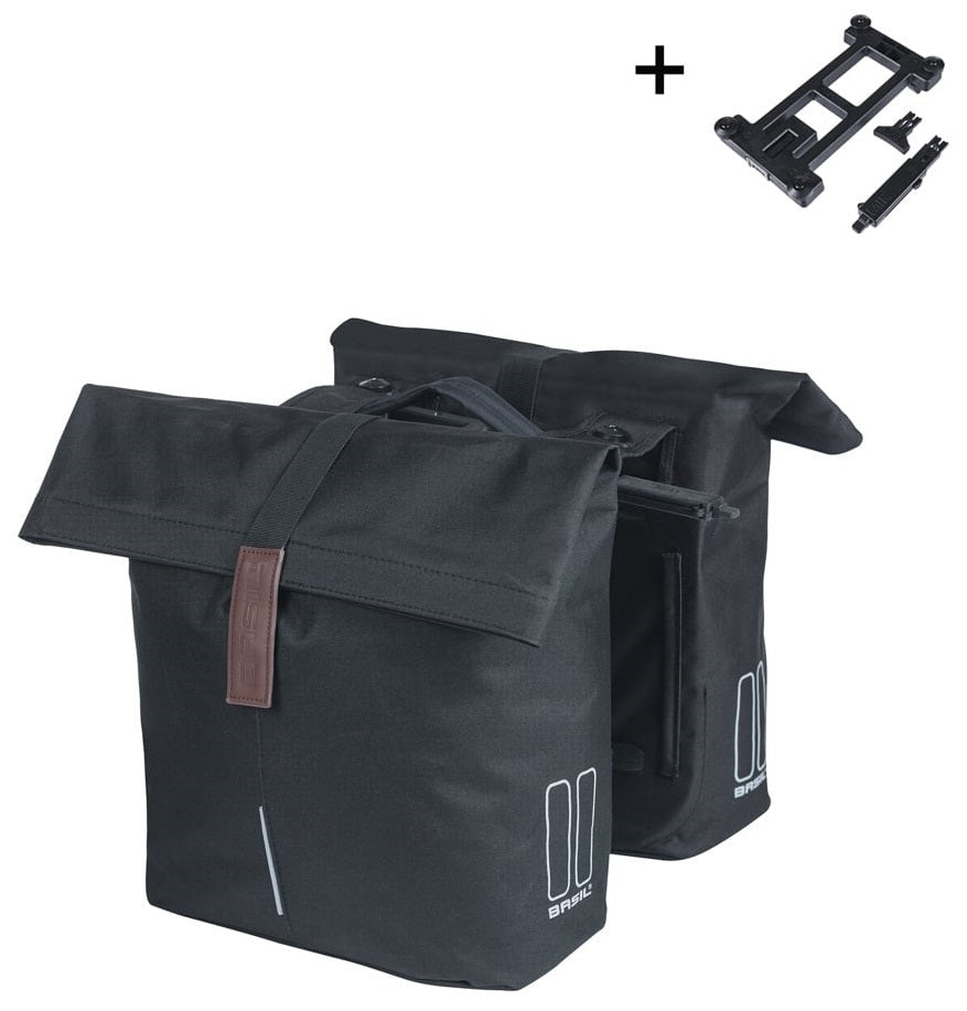 Basil Double Fietstas City Mik 28-32 liter - svart