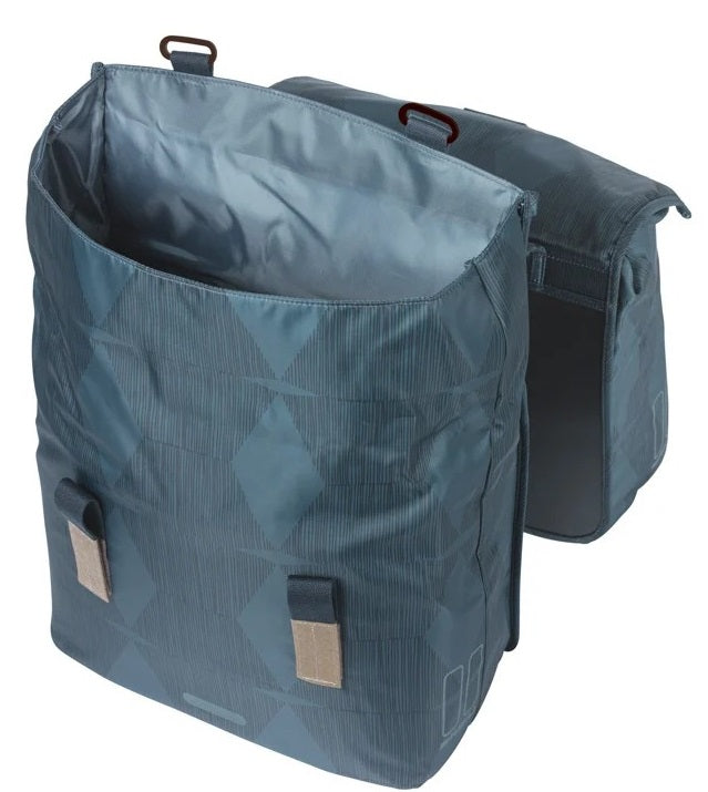 Basil dubbele fietstas elegance mik 40-49 liter - estate blauw