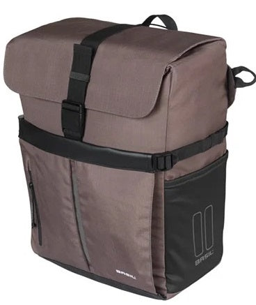 Basil fietsschoudertas move mik hooks bruin met helmvak |15l