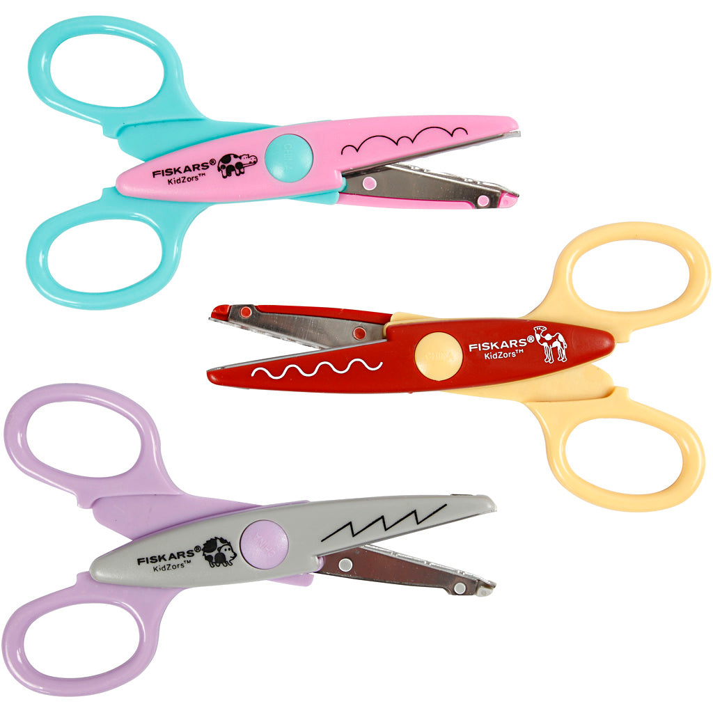 Fiskars Kidzors Pinking Shears, Hippopotamus, Camel Hedgehog, 3 Pieces, 1 Box
