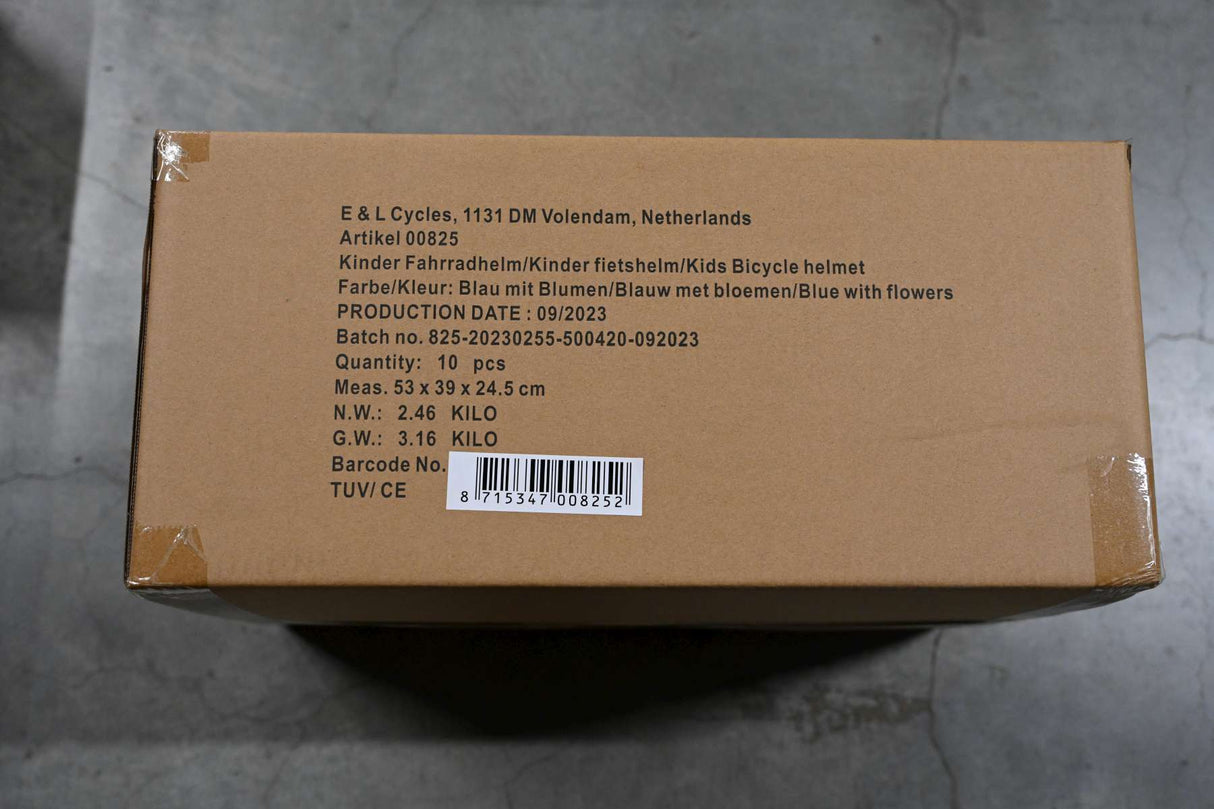 Volare Kinder Fietshelm XS Blauw Roze Bloemetjes 47-51 cm extra klein model