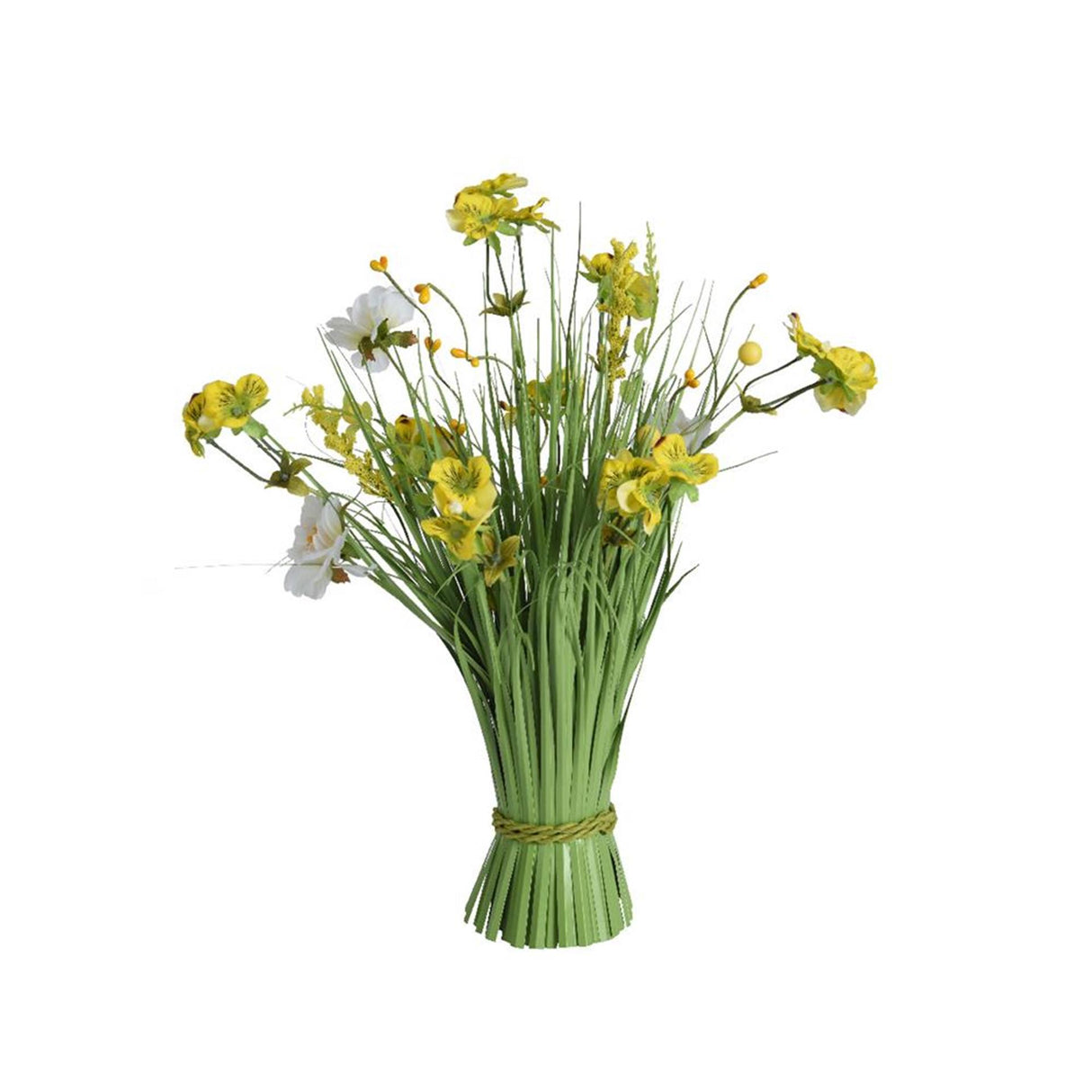 Decoris konstgjord blombukett h40cm gul vit