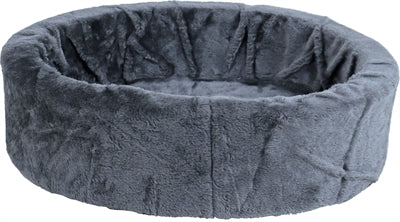 Cesta de cachorro de pelúcia cinza