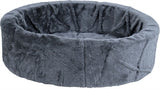 Cesta de cachorro de pelúcia cinza