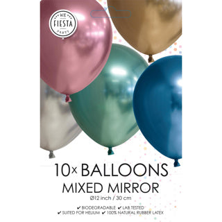 Chrome ballonnen assorti 10 stuks 30 cm