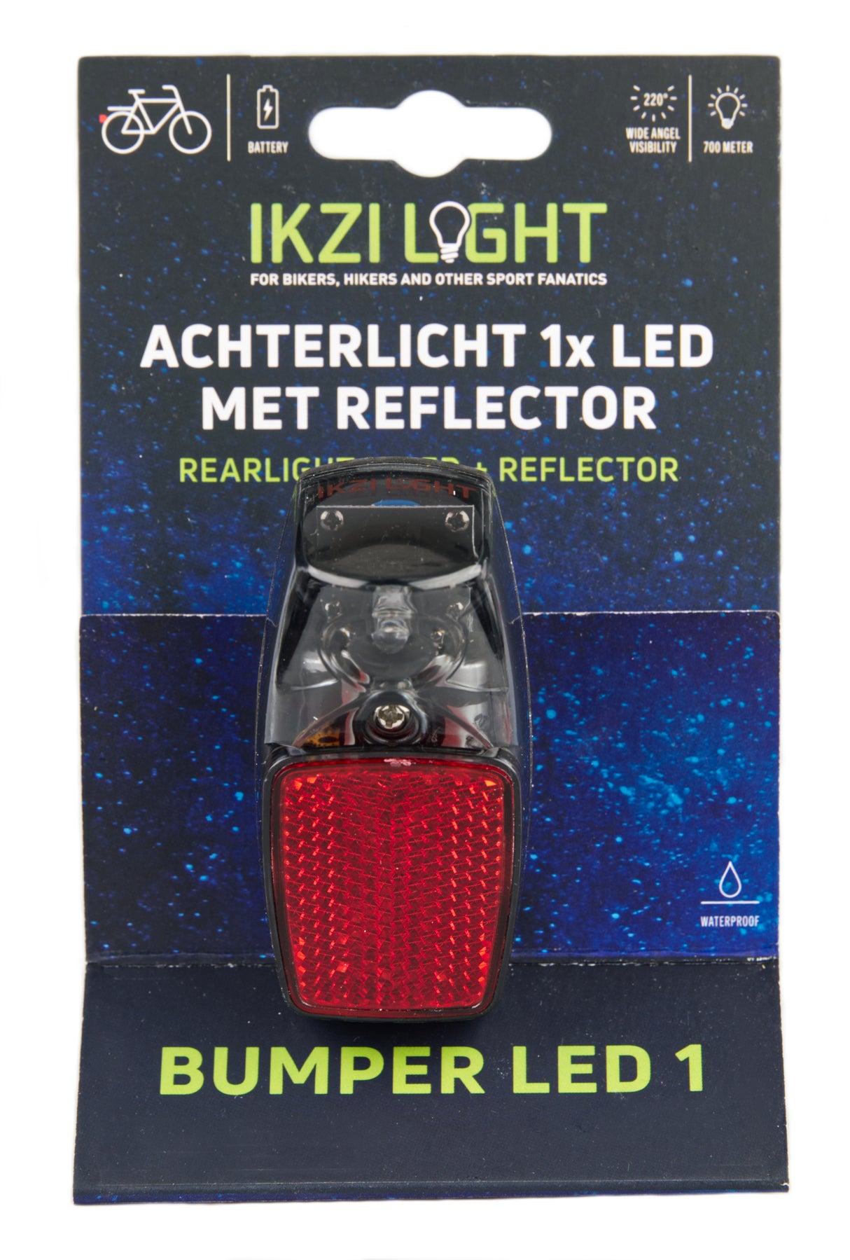 Ikzilight reflector de luz trasera 1xled rojo en el mapa