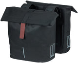 Basil City Double Bicycle Bag - voda - Repelični poliester - črni - Univerzalni most - 28-32L