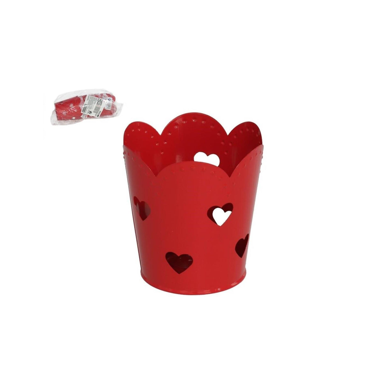 Metal lantern love 10x7x10cm red