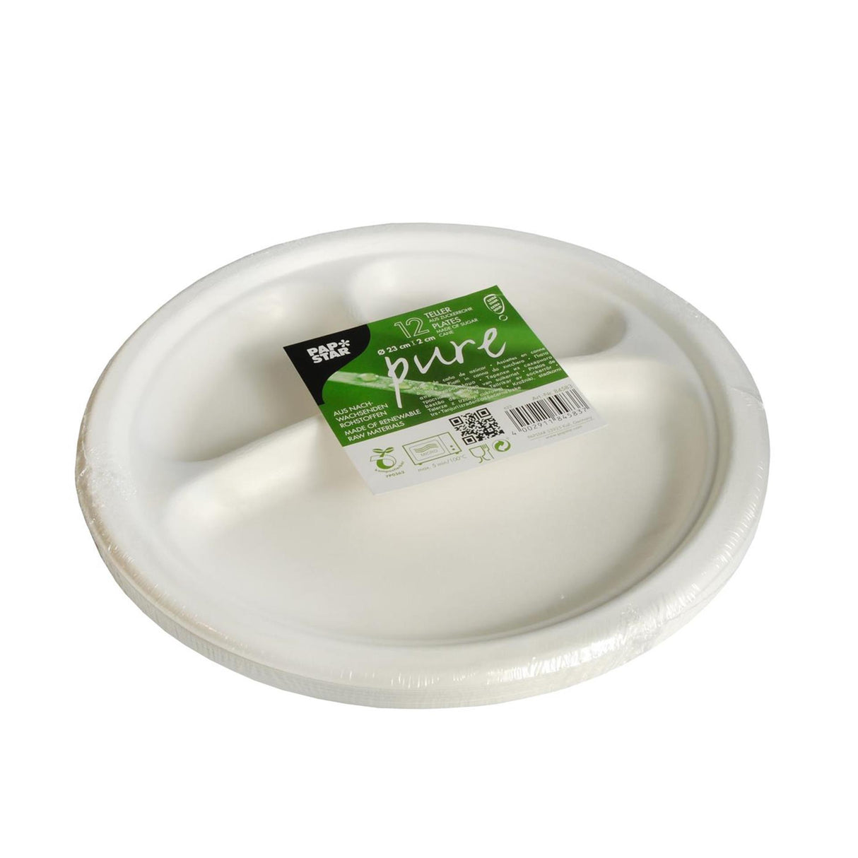 Papstar 12 borden suikerriet pure 3-vaks ø23cm