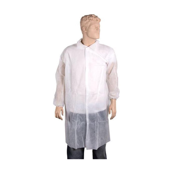 Non woven visitor coat with press studs l white (50 pieces)