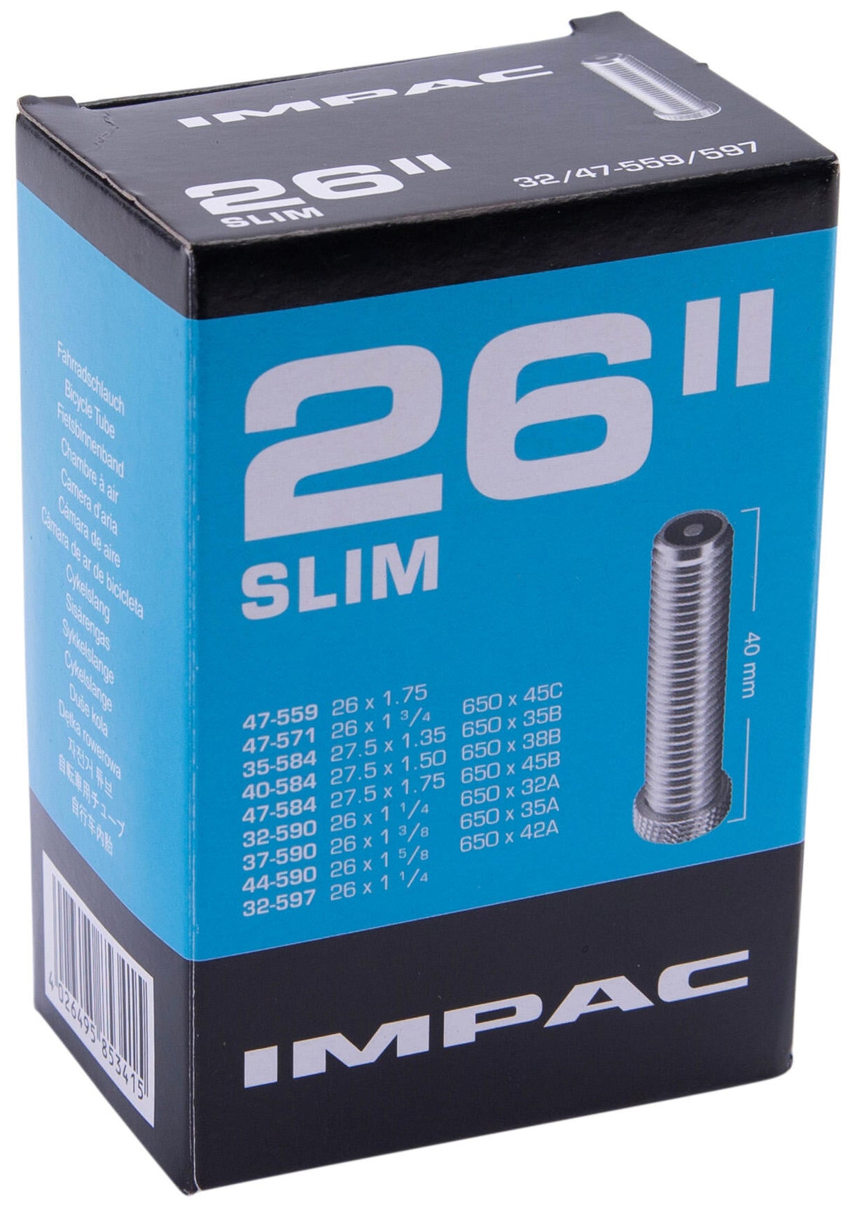 IMP (Schwalbe) Вътрешна тръба AV12 26 инча (32 47-559 597) 40 мм
