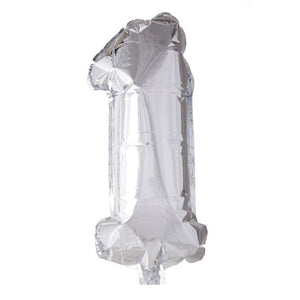 Globos folie ballon nummer '1' zilver 40cm