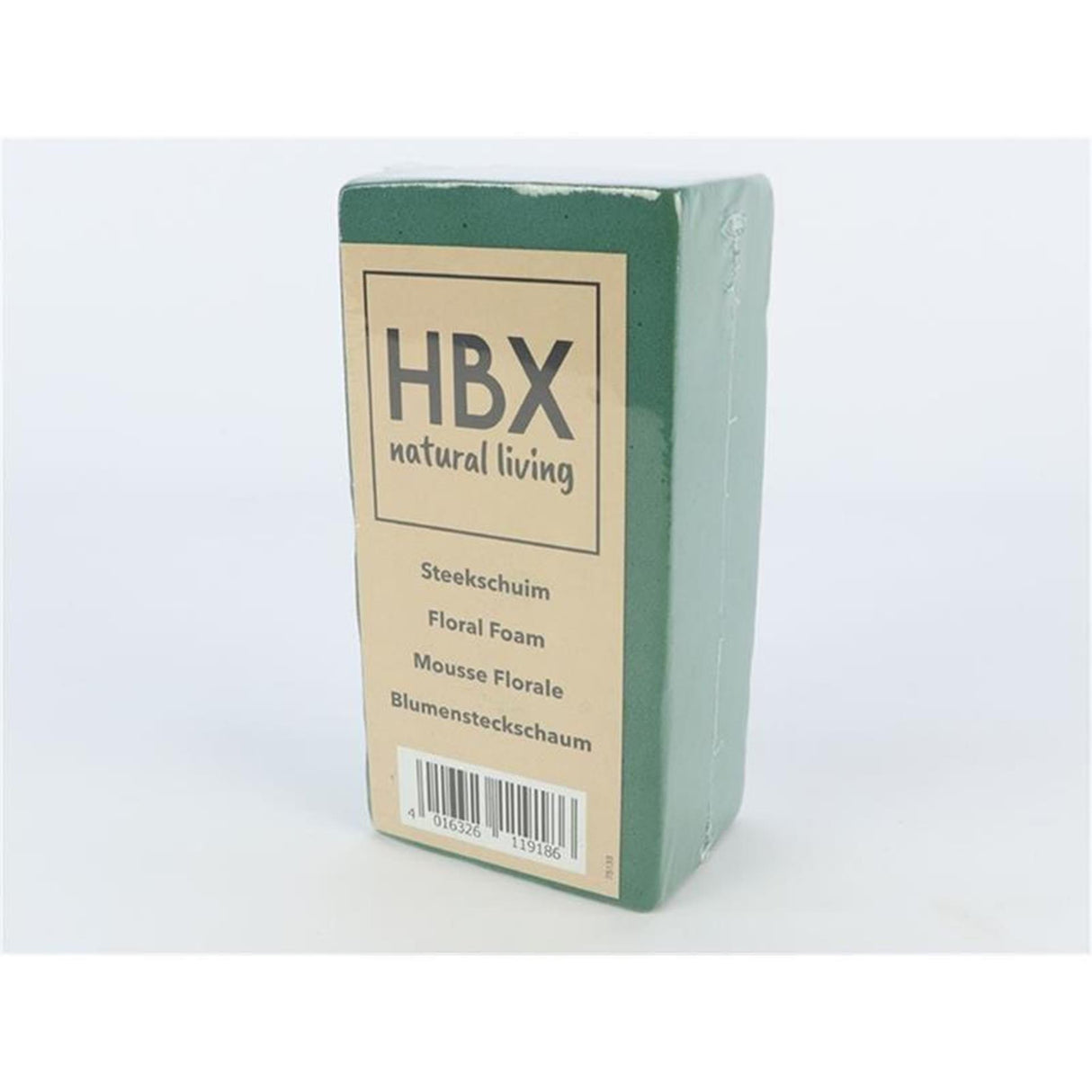 Hbx natural living steekschuim nat blok 20x10x7,5cm verpakt