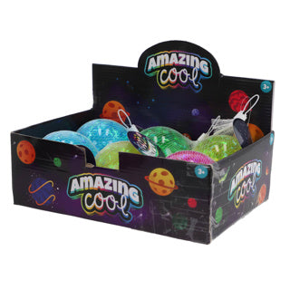 Amazing cool bouncy ball glitter with light 10 cm assorted