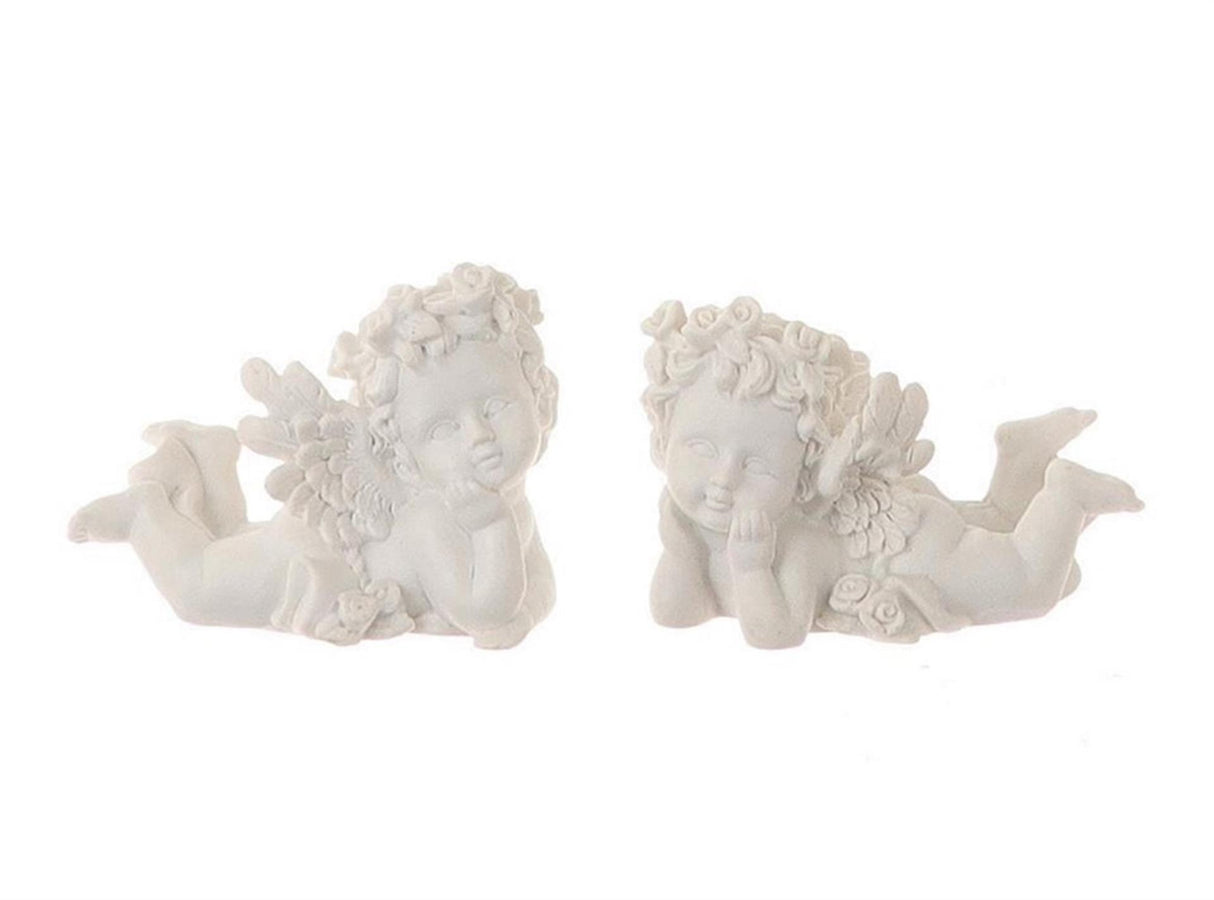 Hbx natural living deco engel 7x4x5,5cm wit