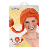 Peruka Boland z pomarańczowymi warkoczami i kokardką