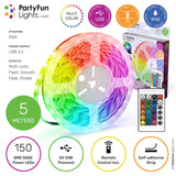Partyfun lys led strip usb 5 meter ip65