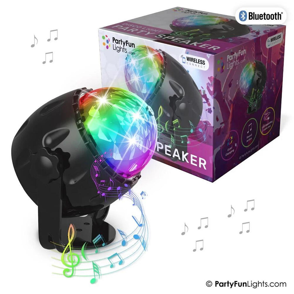 Partyfun světla bluetooth reproduktor kompaktní led