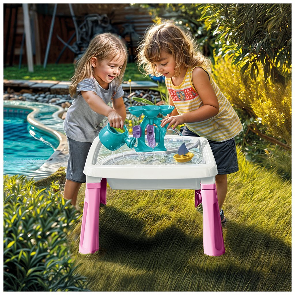 Dolu sand-water table + accessories pink white
