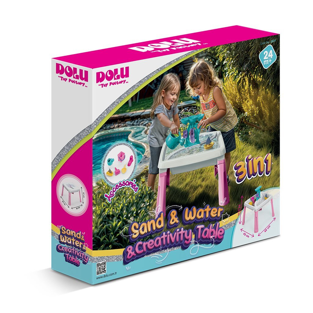 Dolu sand-water table + accessories pink white