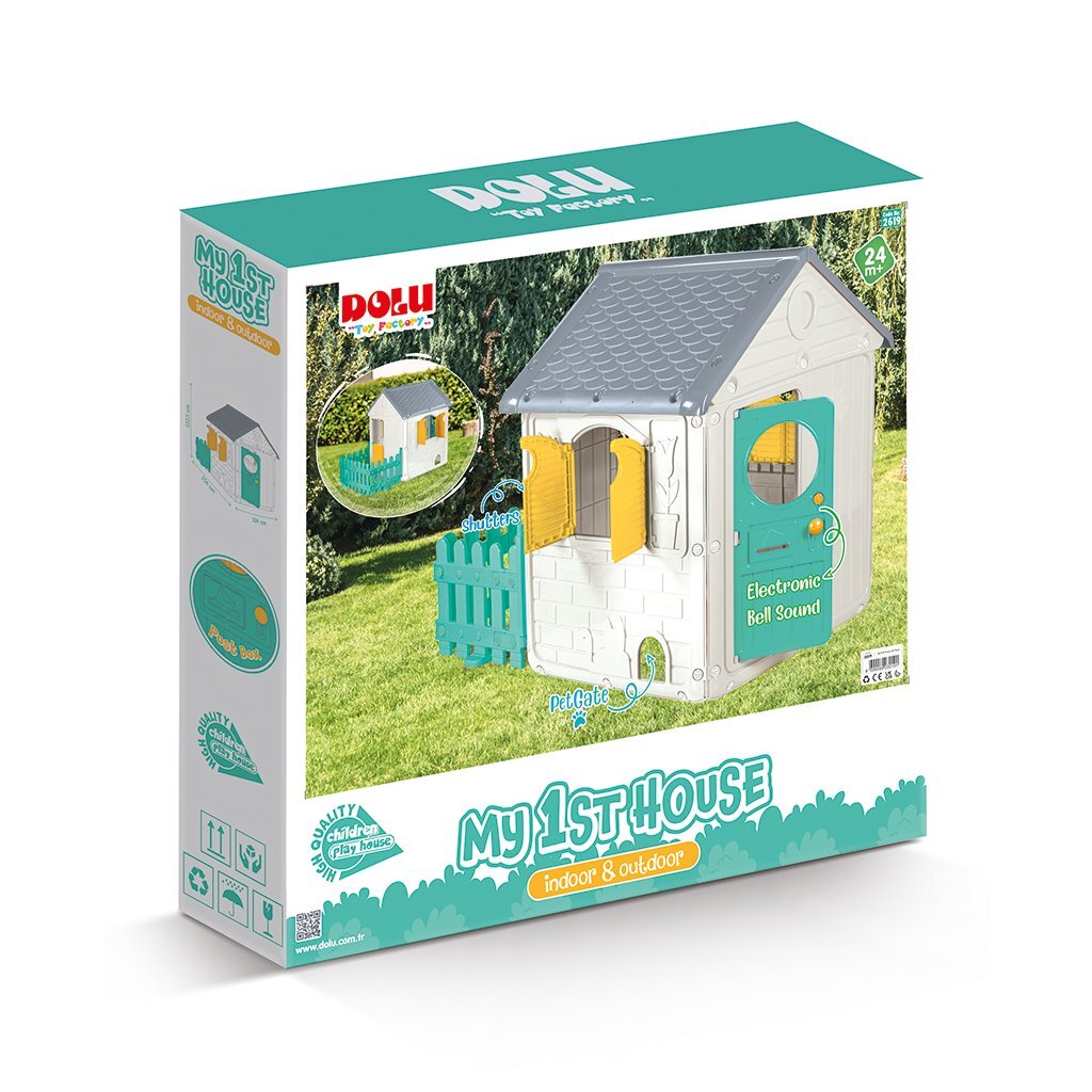 Maisonnette Dolu 122,5x104x156 cm + son blanc vert gris jaune