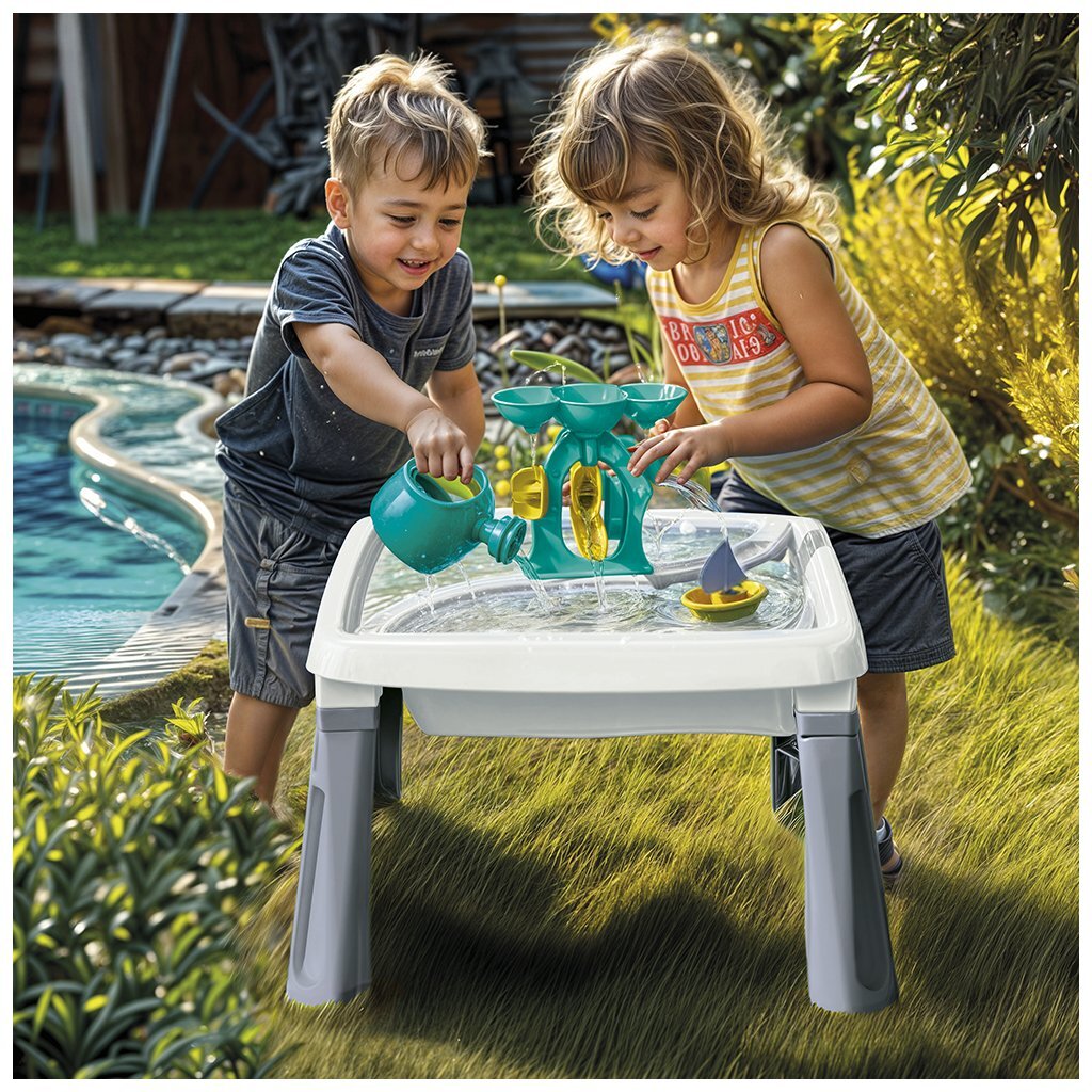 Dolu sand-water table + accessories white gray