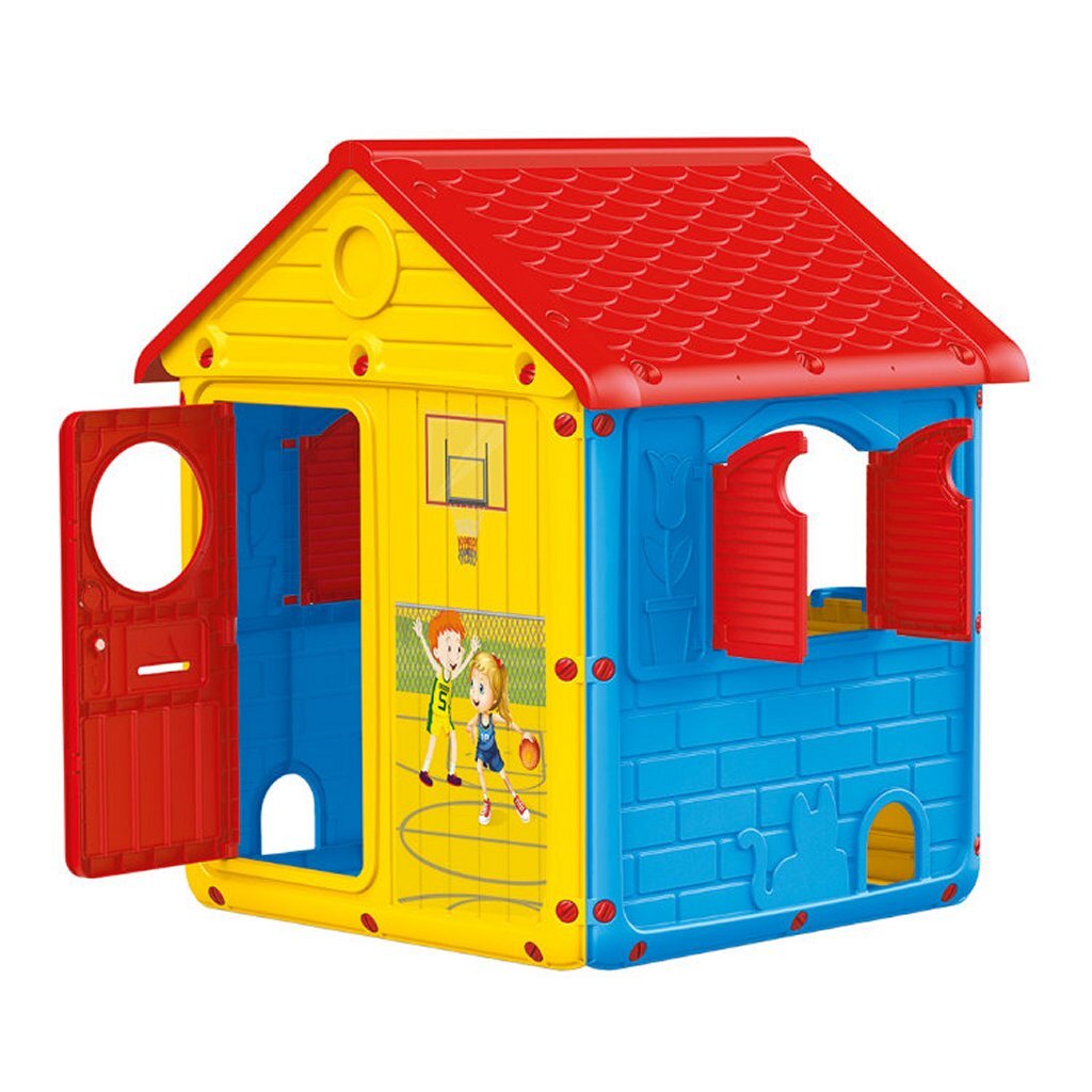 Dolu Dolu Playhouse 132x104x104 cm Rot gelbblau