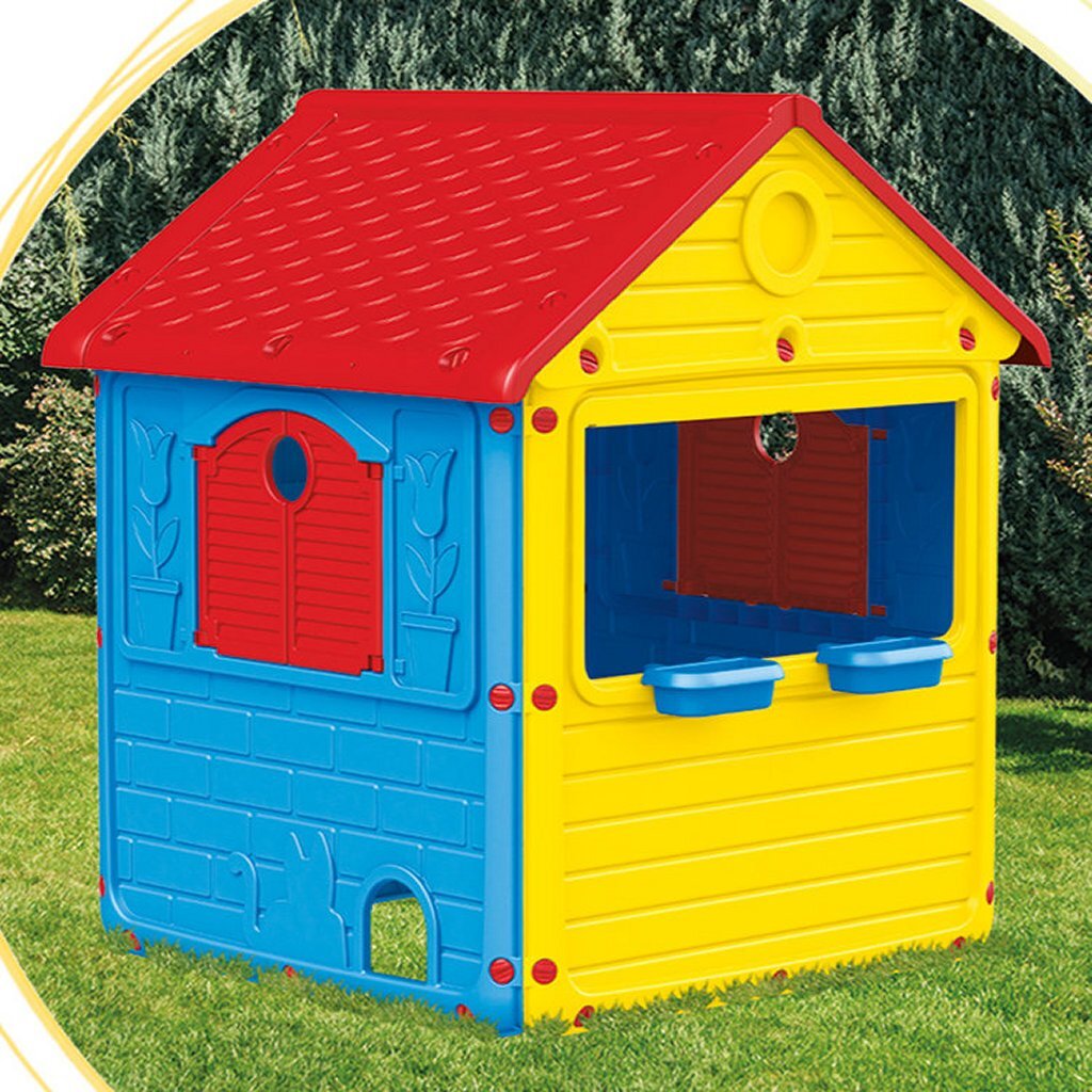 Dolu Dolu Playhouse 132x104x104 cm Rot gelbblau
